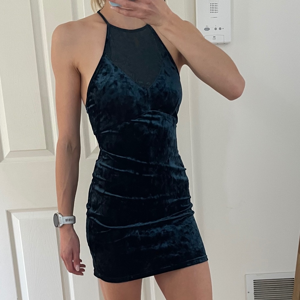 Free People Green Velvet dress - Picture 3 of 3